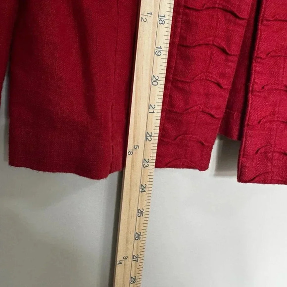 Coldwater Creek women’s Lt Wt Jacket sz 4-6 Red Linen Rayon 3/4 Sleeves - Picture 4 of 9